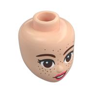 Tête de mini-poupée, sourcils brun rougeâtre, yeux, taches de rousseur, lèvres corail, sourire tordu (Minidoll Head, Reddish Brown Eyebrows, Eyes, Freckles, Coral Lips, Crooked Smile)