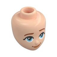 Tête de mini-poupée, sourcils orange foncé, Sourcils levés à gauche, yeux bleu clair vif, lèvres nougat, Sourire tordu (Minidoll Head, Dark Orange Eyebrows, Left Raised Eyebrow, Bright Light Blue Eyes, Nougat Lips, Crooked Smile)