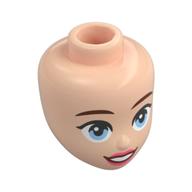 Tête de mini-poupée, sourcils brun rougeâtre, yeux bleu moyen, lèvres corail, sourire bouche ouverte (Minidoll Head, Reddish Brown Eyebrows, Medium Blue Eyes, Coral Lips, Open Mouth Smile)