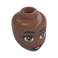 Tête de mini-poupée, Sourcils noirs, Yeux vert olive, Lèvres rouge foncé (Minidoll Head, Black Eyebrows, Olive Green Eyes, Dark Red Lips)