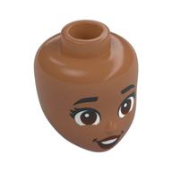 Tête de mini-poupée, sourcils noirs, yeux brun rougeâtre, grandes ouvertes, lèvres rouge foncé (Minidoll Head, Black Eyebrows, Reddish Brown Eyes, Wide Open, Dark Red Lips)