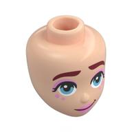 Tête de mini-poupée, sourcils rouge foncé, fard à paupières rose vif, yeux bleu clair vif, sourire tordu (Minidoll Head, Dark Red Eyebrows, Bright Pink Eyeshadow, Bright Light Blue Eyes, Crooked Smile)