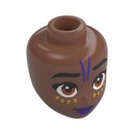 Tête de mini-poupée, sourcils noirs, lèvres pourpre foncé, lignes, points dorés (Minidoll Head, Black Eyebrows, Dark Purple Lips, Lines, Gold Dots)