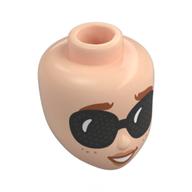 Tête de mini-poupée, sourcils orange foncé, noir mouche masque motif imprimé (Minidoll Head, Dark Orange Eyebrows, Black Fly Goggle Print)