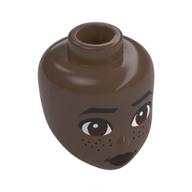 Tête de mini-poupée, sourcils noirs, yeux bruns, taches de rousseur (Minidoll Head, Black Eyebrows, Brown Eyes, Freckles)