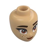 Tête de mini-poupée, sourcils brun foncé, yeux noisette, taches de rousseur (Minidoll Head, Dark Brown Eyebrows, Hazel Eyes, Freckles)
