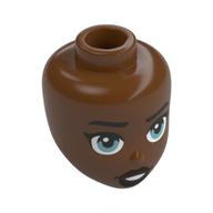 Tête de mini-poupée, yeux bleu moyen, air sévère, bouche ouverte (Minidoll Head, Medium Blue Eyes, Stern, Open Mouth)