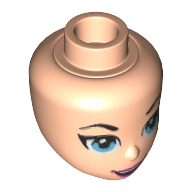 Tête de mini-poupée, yeux bleu clair vif et lèvres roses, ouvert Motif imprimé sourire (Supergirl) (Minidoll Head, Bright Light Blue Eyes and Pink Lips, Open Smile Print (Supergirl))