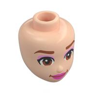 Tête de mini-poupée, sourcils orange foncé, Fard à paupières rose vif, yeux bruns, lèvres rose foncé (Minidoll Head, Dark Orange Eyebrows, Bright Pink Eyeshadow, Brown Eyes, Dark Pink Lips)