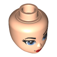 Tête de mini-poupée, yeux bleus, lèvres rouges et motif imprimé bouche fermée (femme prodige) (Minidoll Head, Blue Eyes, Red Lips and Closed Mouth Print (Wonder Woman))