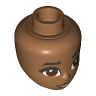 Tête de mini-poupée, yeux brun foncé et lèvres, ouvert Motif imprimé sourire (Vaiana) (Minidoll Head, Dark Brown Eyes and Lips, Open Smile Print (Moana))