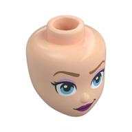 Tête de mini-poupée, sourcils beige foncé, Fard à paupières lavande, yeux bleu clair vif, lèvres pourpre foncé (Minidoll Head, Dark Tan Eyebrows, Lavender Eyeshadow, Bright Light Blue Eyes, Dark Purple Lips)