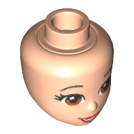 Tête de mini-poupée, yeux brun clair, et motif imprimé bouche ouverte (blanc neige) (Minidoll Head, Light Brown Eyes, and Open Mouth Print (Snow White))