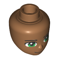 Tête de mini-poupée, yeux verts, motif : sourcils et sourire bouche fermée (Minidoll Head, Green Eyes, Eyebrows and Closed Mouth Smile Print)