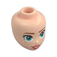 Tête de mini-poupée, sourcils nougat, yeux turquoise foncé, lèvres corail, taches de rousseur (Minidoll Head, Nougat Eyebrows, Dark Turquoise Eyes, Coral Lips, Freckles)