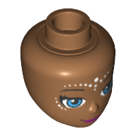 Tête de mini-poupée, yeux azur foncé, bouche fermée sourire et Elfes Tribal motif imprimé (Rosalyn) (Minidoll Head, Dark Azure Eyes, Closed Mouth Smile and Elves Tribal Print (Rosalyn))