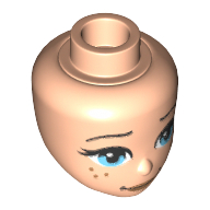 Tête de mini-poupée, Yeux d'azur moyen, taches de rousseur et motif imprimé Sourire légèrement tordu (Minidoll Head, Medium Azure Eyes, Freckles, and Slightly Crooked Smile Print)
