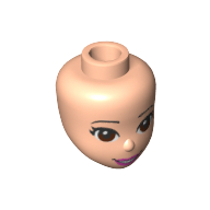Tête de mini-poupée, yeux bruns, bouche ouverte, rouge à lèvres rose foncé motif imprimé (Minidoll Head, Brown Eyes, Open Mouth, Dark Pink Lipstick Print)