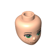 Tête de mini-poupée, Yeux verts, taches de rousseur, motif imprimé sourire (Minidoll Head, Green Eyes, Freckles, Smile Print)
