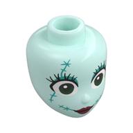 Tête de mini-poupée, yeux verts, Fard à paupières turquoise foncé, Pointes, lèvres rouge foncé (Minidoll Head, Green Eyes, Dark Turquoise Eyeshadow, Stitches, Dark Red Lips)