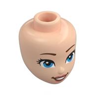 Tête de mini-poupée, sourcils brun foncé, Yeux azur, lèvres pêche, sourire bouche ouverte (Minidoll Head, Dark Brown Eyebrows, Azure Eyes, Peach Lips, Open Mouth Smile)