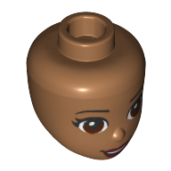 Tête de mini-poupée, yeux bruns, bouche ouverte, rouge à lèvres foncé motif imprimé (Minidoll Head, Brown Eyes, Open Mouth, Dark Red Lipstick Print)