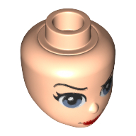 Tête de mini-poupée, yeux bleu foncé, lèvres rouges, Motif imprimé Sourcils (Minidoll Head, Dark Blue Eyes, Red Lips, Thin Curved Eyebrows Print)