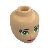 Tête de mini-poupée, sourcils brun foncé, yeux vert vif, lèvres corail, bouche fermée (Minidoll Head, Dark Brown Eyebrows, Bright Green Eyes, Coral Lips, Closed Mouth)