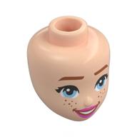 Tête de mini-poupée, Sourcils orange foncé, yeux bleus vifs, taches de rousseur, lèvres corail, bouche ouverte Sourire (Minidoll Head, Dark Orange Eyebrows, Bright Blue Eyes, Freckles, Coral Lips, Open Mouth Smile)