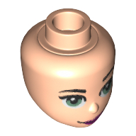 Tête de mini-poupée, Motif imprimé yeux gris et lèvres roses foncées (Minidoll Head, Grey Eyes and Dark Pink Lips Print)