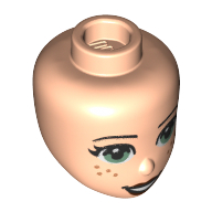 Tête de mini-poupée, yeux vert sable, lèvres rouge foncé, taches de rousseur (Minidoll Head, Sand Green Eyes, Dark Red Lips, Freckles)