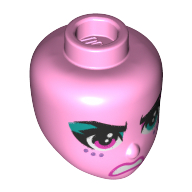 Tête de mini-poupée, yeux rose foncé, fard à paupières turquoise foncé, 3 taches de rousseur, bouche ouverte en colère, dents (Minidoll Head, Dark Pink Eyes, Dark Turquoise Eye Shadow, 3 Freckles, Angry Open Mouth, Teeth)