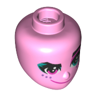 Tête de mini-poupée, yeux violets, ombre à paupières azur foncé, 3 taches de rousseur, sourire/moyen (Minidoll Head, Purple Eyes, Dark Azure Eye Shadow, 3 Freckles, Smirk/Mean)