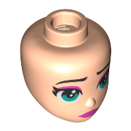 Tête de mini-poupée, yeux turquoise foncé, œil-liner rose foncé, lèvres rose foncé (Minidoll Head, Dark Turquoise Eyes, dark Pink Eye Liner, Dark Pink Lips)