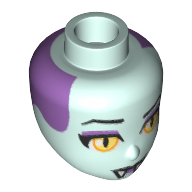 Tête de mini-poupée, yeux jaunes, cheveux pourpre, Crocs (Vampire) (Minidoll Head, Yellow Eyes, Purple Hair, Fangs (Vampire))