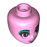 Tête de mini-poupée, fard à paupières turquoise foncé, yeux pourpre, taches de rousseur violettes (Minidoll Head, Dark Turquoise Eye shadow, Purple Eyes, Purple Freckles)