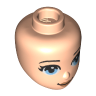 Tête de mini-poupée, yeux bleu clair vif, motif : lèvres pêche (Minidoll Head, Bright Light Blue Eyes, Peach Lips Print)