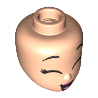 Tête de mini-poupée, yeux fermés, sourire bouche ouverte, lèvres rose foncé (Minidoll Head, Closed Eyes, Open Mouth Smile, Dark Pink Lips)