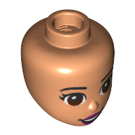Tête de mini-poupée, yeux brun rougeâtre, bouche ouverte, lèvres magenta (Minidoll Head, Reddish Brown Eyes, Open Mouth, Magenta Lips)