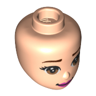 Tête de mini-poupée, Yeux Bruns, Sourcils Bruns et Lèvres Roses Foncés motif imprimé (Belle) (Minidoll Head, Brown Eyes, Brown Eyebrows, and Dark Pink Lips Print (Belle))