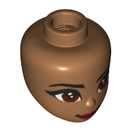 Tête de mini-poupée, Yeux brun rougeâtre, Motif imprimé Lèvres rouge foncé (Minidoll Head, Reddish Brown Eyes, Dark Red Lips Print)