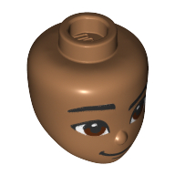 Tête de mini-poupée, Yeux brun rougeâtre, Motif imprimé sourire (Minidoll Head, Reddish Brown Eyes, Smile Print)