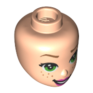 Tête de mini-poupée, yeux verts, lèvres rose foncé, taches de rousseur (Minidoll Head, Green Eyes, Dark Pink Lips, Freckles)