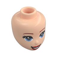 Tête de mini-poupée, Yeux bleu moyen, Sourcils rouges foncés, Motif imprimé Lèvres rouges (Minidoll Head, Medium Blue Eyes, Dark Red Eyebrows, Red Lips Print)