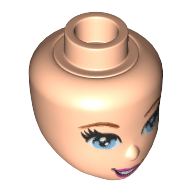 Tête de mini-poupée, yeux bleu clair vif, lèvres roses foncées, ouverture Motif imprimé Bouche (Minidoll Head, Bright Light Blue Eyes, Dark Pink Lips, Open Mouth Print)