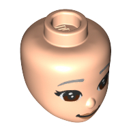 Tête de mini-poupée, yeux brun rougeâtre, sourcils gris bleuté foncé, lèvres pêche (Minidoll Head, Reddish Brown Eyes, Dark Bluish Grey Eyebrows, Peach Lips)