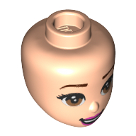 Tête de mini-poupée, Yeux bruns, Lèvres roses foncées motif imprimé (Minidoll Head, Brown Eyes, Dark Pink Lips Print)