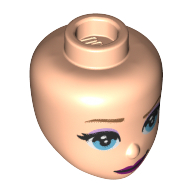 Tête de mini-poupée, yeux bleus, fard à paupières lavande, motif : lèvres pourpre foncé (Minidoll Head, Blue Eyes, Lavender Eye Shadow, Dark Purple Lips Print)