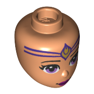 Tête de mini-poupée, yeux lavande, marques moyennes de lavande, motif imprimé bijou d'or (Minidoll Head, Lavender Eyes, Medium Lavender Markings, Gold Jewel Print)