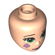 Tête de mini-poupée, yeux verts, bêches lavande motif imprimé (Minidoll Head, Green Eyes, Lavender Spades Print)